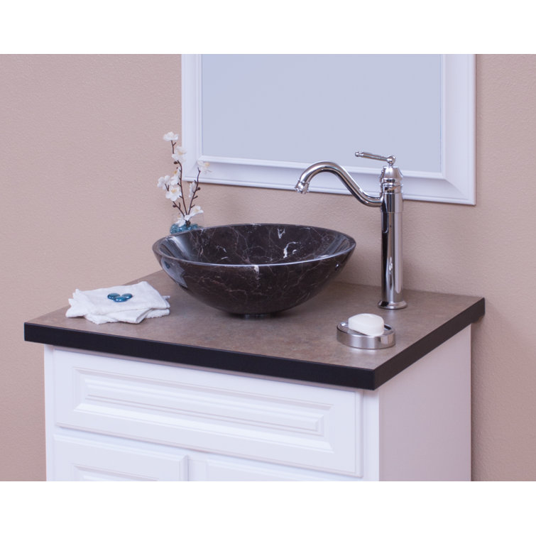 17'' Black Marble Circular Above-Counter Vessel Sink