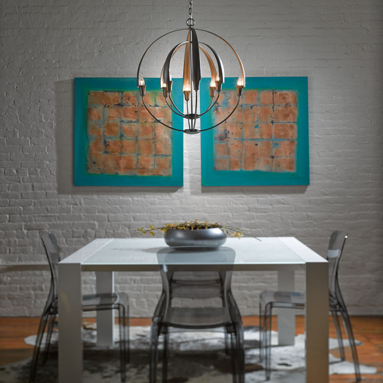 Vintage Platinum 8-Light Steel Globe Chandelier