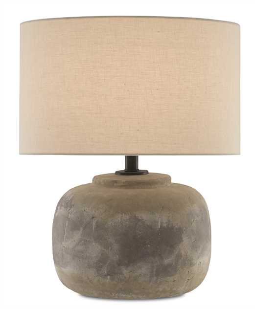 Antique Earth Concrete Table Lamp with Light Beige Linen Shade