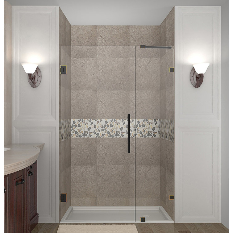 Nautis 72'' H Clear Tempered Glass Frameless Hinged Shower Door