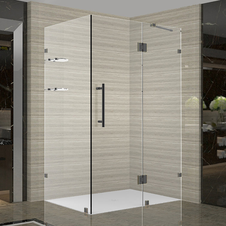 Avalux GS Frameless Clear Glass Shower Enclosure with Stainless Steel Hardware