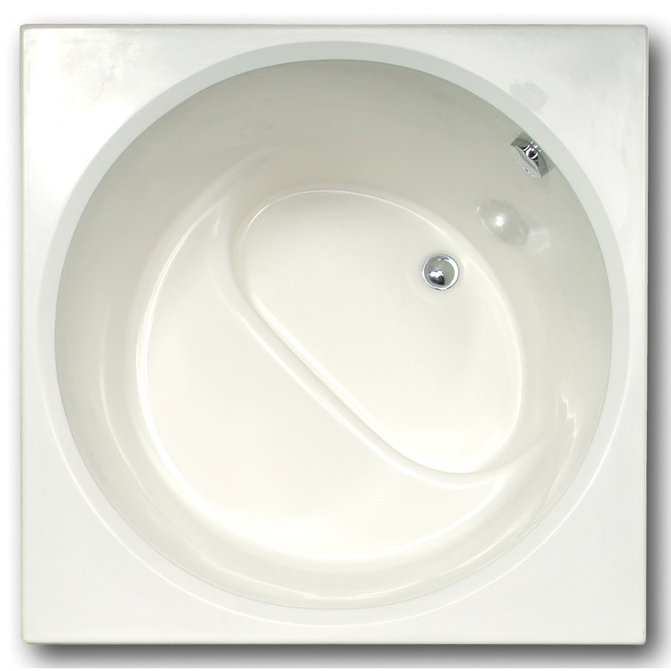 Modern White Round Drop-In Fiberglass Bathtub with Air/Whirlpool Combo