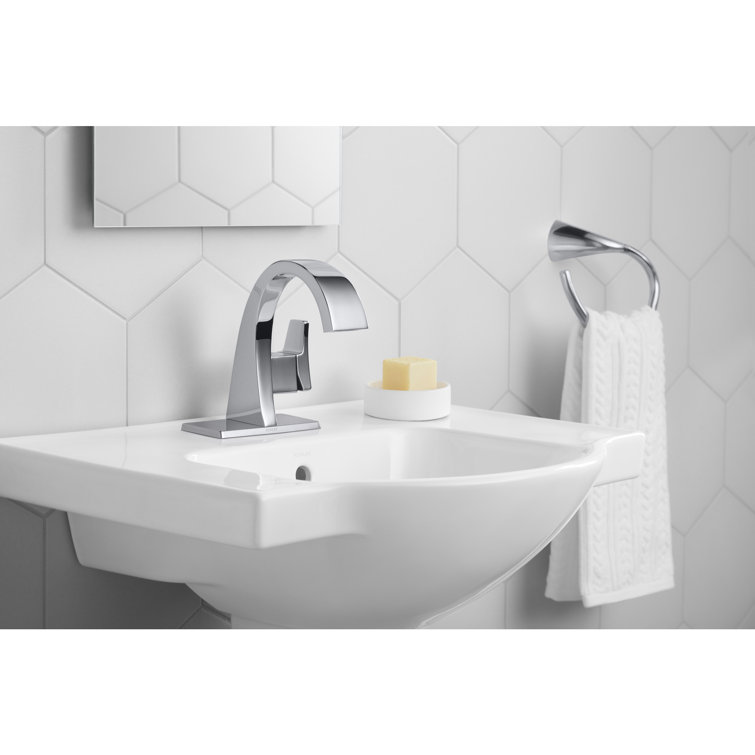 White Ceramic Pedestal Bathroom Sink with Single Faucet Hole