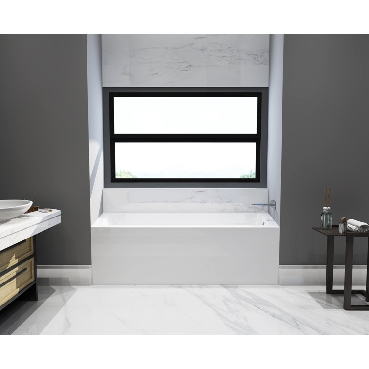 Aqua Eden 66-Inch White Acrylic Alcove Tub with Right Drain