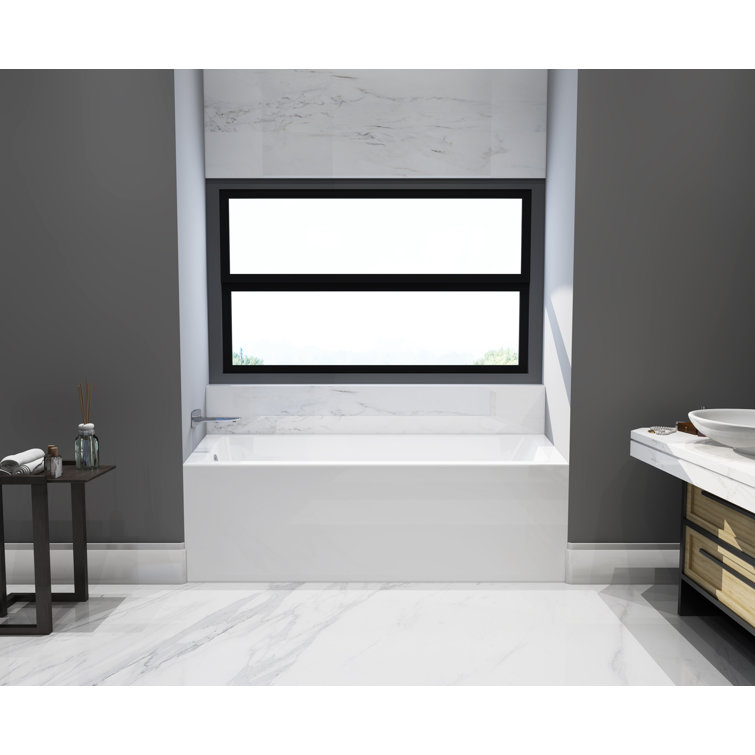 Aqua Eden 66-Inch White Acrylic Alcove Tub