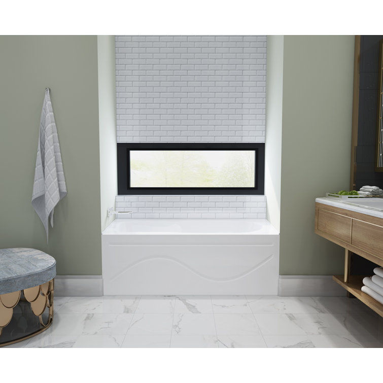 Aqua Eden 60-Inch White Acrylic Alcove Bathtub with Anti-Skid