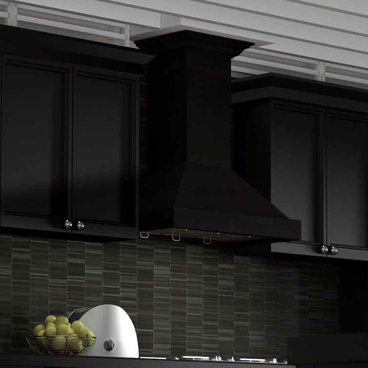 36" Black and Stainless Steel Convertible Wall Mount Range Hood