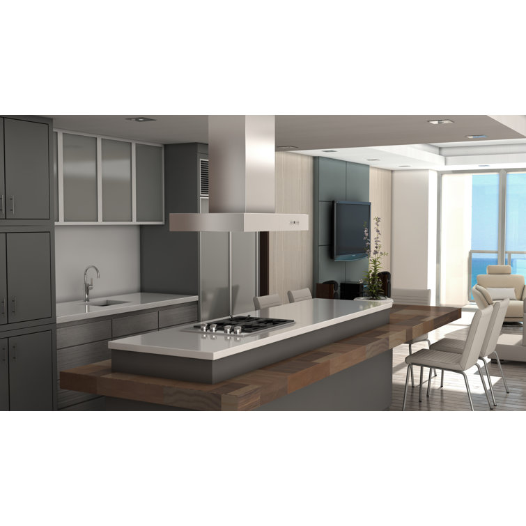36" Brushed Stainless Steel Island Range Hood
