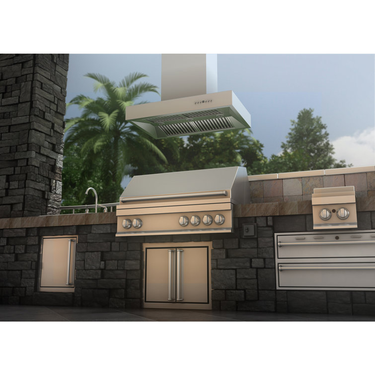 36" Brushed Stainless Steel Island Range Hood