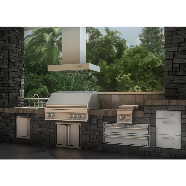 36" Brushed Stainless Steel Island Range Hood