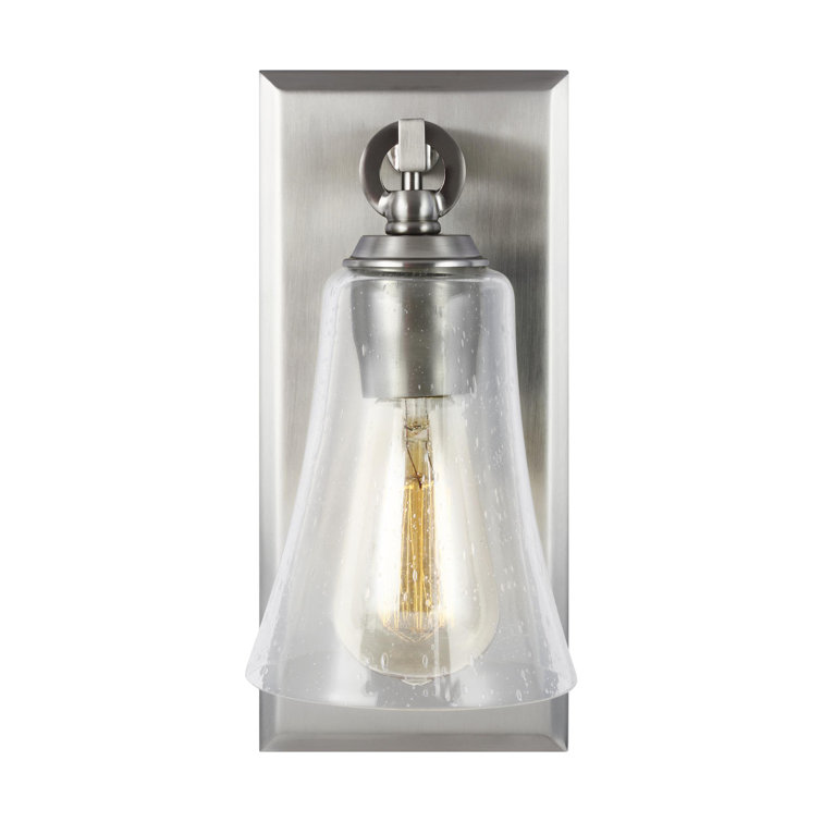 Satin Nickel Seeded Glass Dimmable Wall Sconce - 11"H