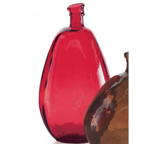 Tall Red Handblown Recycled Glass Balloon Vase