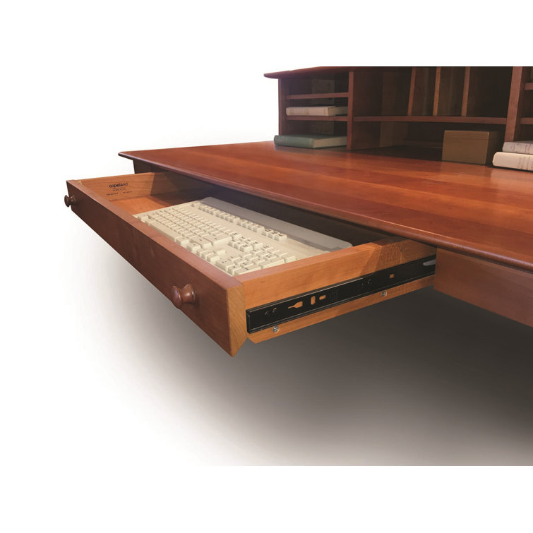 Natural Cherry Solid Wood Desk with Drawer and Keyboard Tray