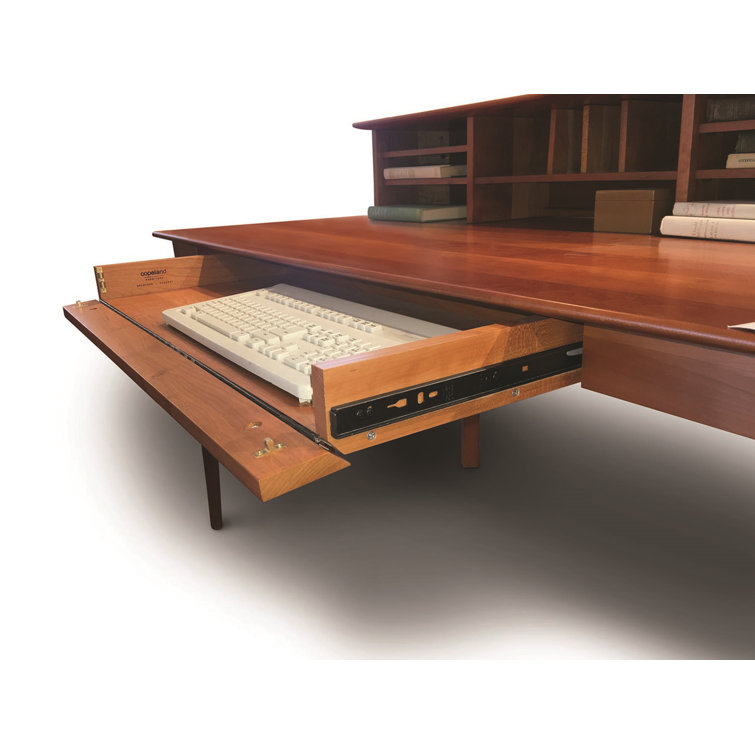 Natural Cherry Solid Wood Desk with Drawer and Keyboard Tray