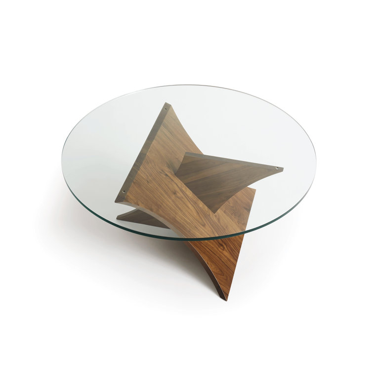 Modern Round Wood & Glass 42" Coffee Table