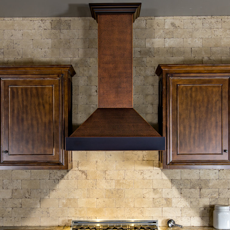 Hand-Hammered Copper 30" Convertible Wall Mount Range Hood