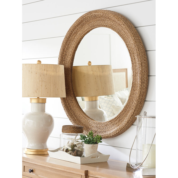 La Jolla Transitional Round Woven Abaca Rope Mirror, 42-Inch