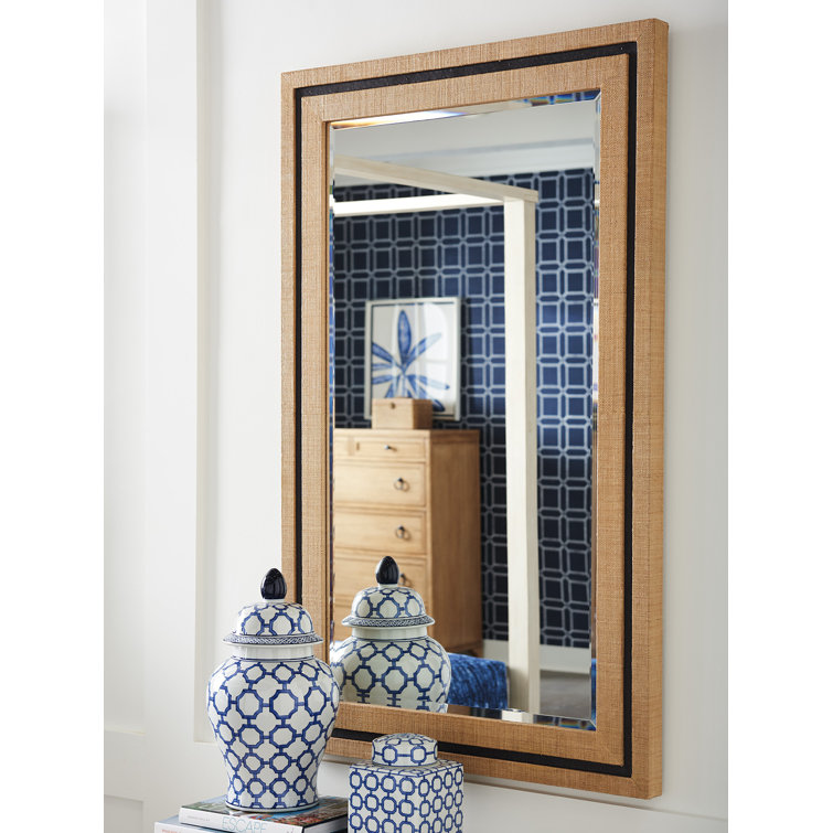 La Costa Transitional Brown Raffia Rectangular Wall Mirror