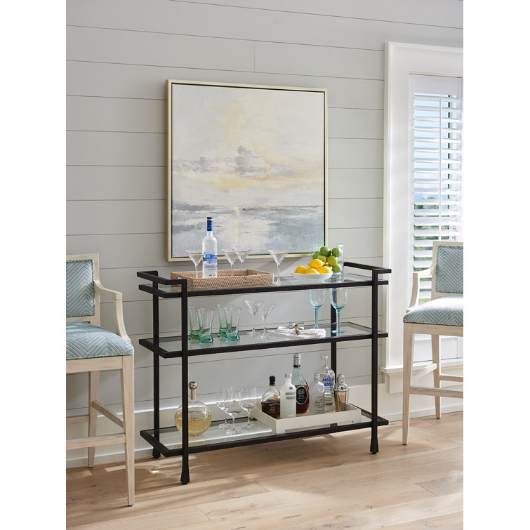 Newport Transitional Black Metal Bar Cart 50"