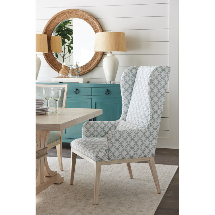 Sailcloth Finish Gray Upholstered Wingback Armchair with Kidney Pillow