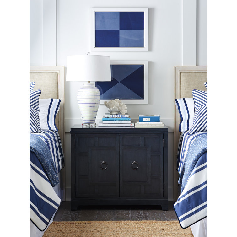 Marine Blue Coastal Nightstand with Soft Close Drawer