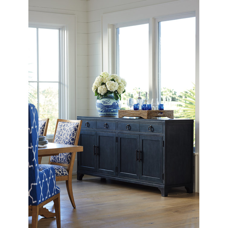 Marine Blue 78'' Transitional Sideboard with 4 Drawers