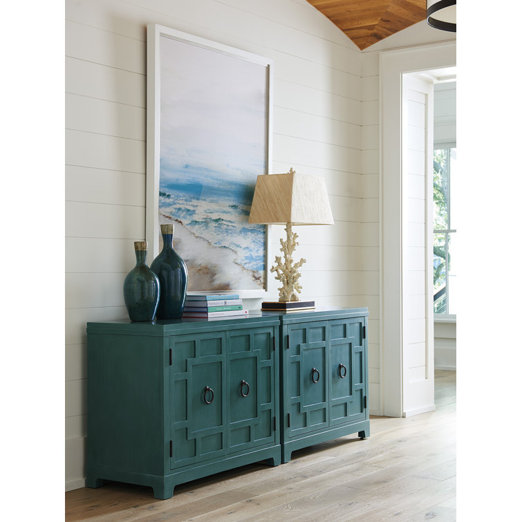 Seaglass Blue Coastal Geometric Pattern Chest
