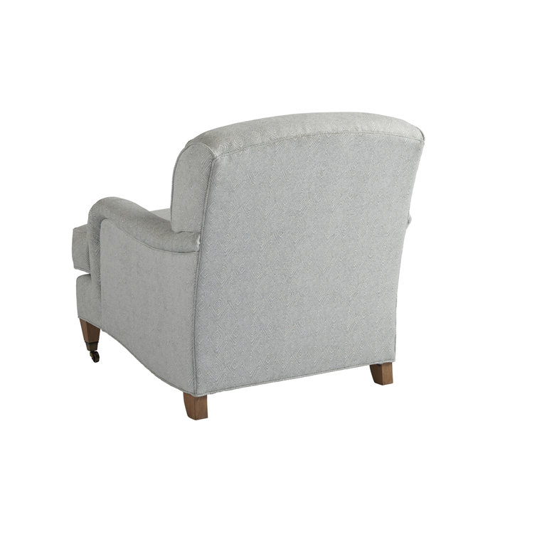 Gray Stripe Upholstered Armchair with Brass Casters