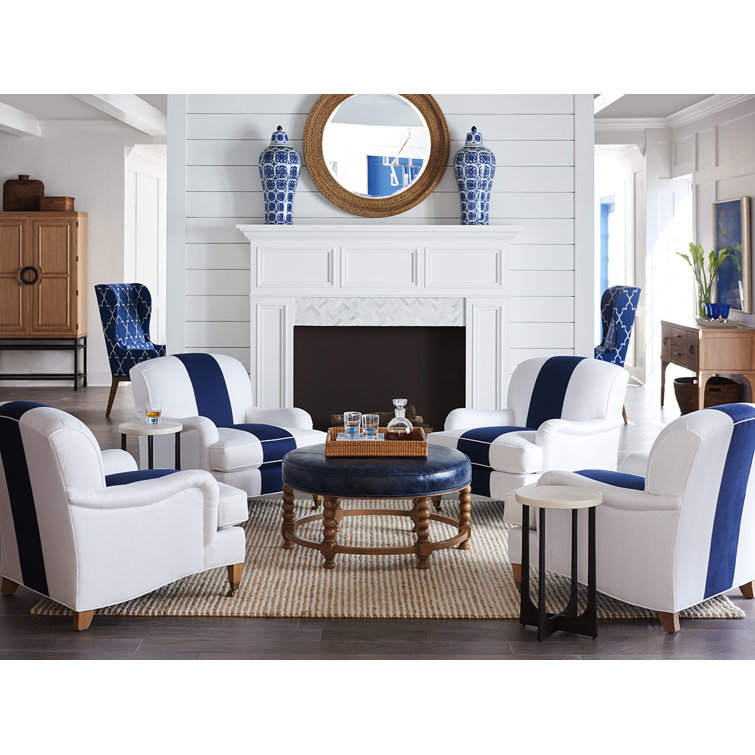 Laguna Sands Luxe Striped Armchair with Brass Casters