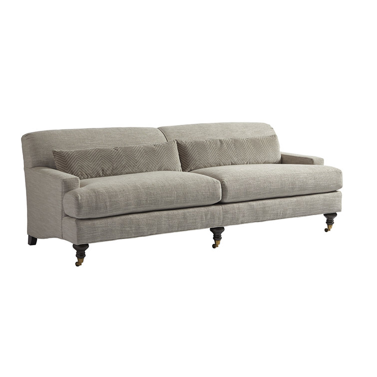 Beige Acrylic 88'' Sofa with Down Fill and Removable Cushions