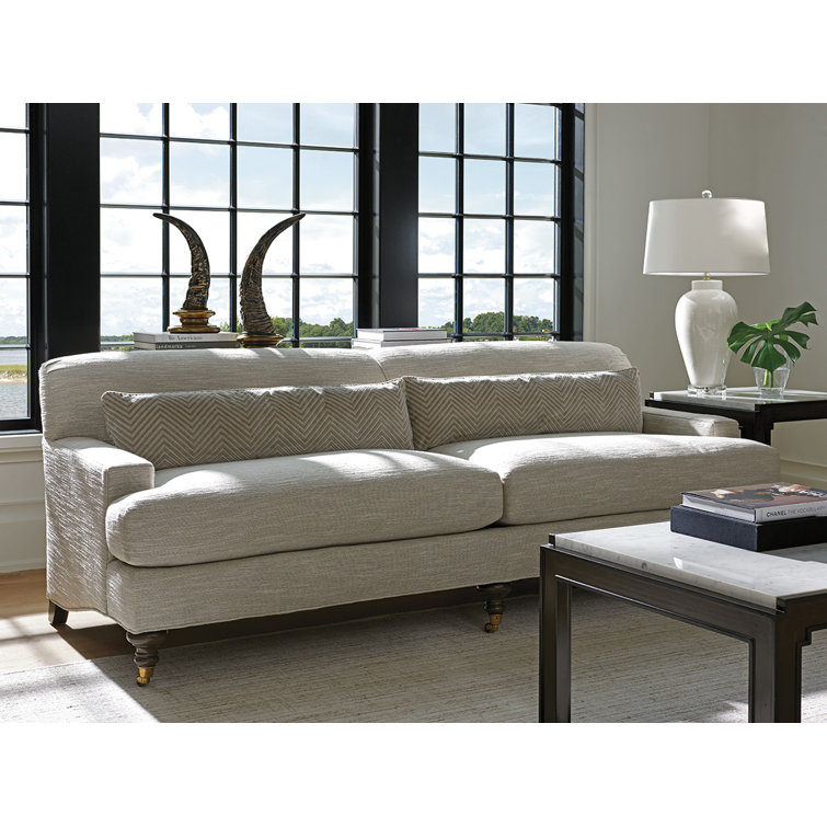 Beige Acrylic 88'' Sofa with Down Fill and Removable Cushions