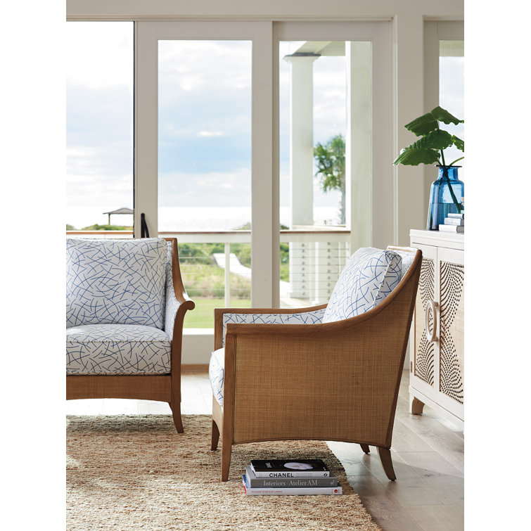 Laguna Sands Beige Upholstered Wood Armchair