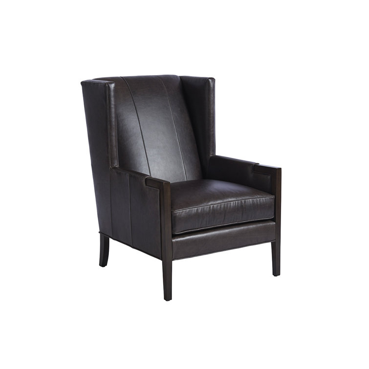 Stratton Dark Brown Leather Wingback Chair