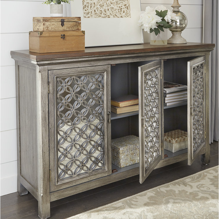 Westridge 56'' White and Brown Transitional Sideboard with Adjustable Shelving