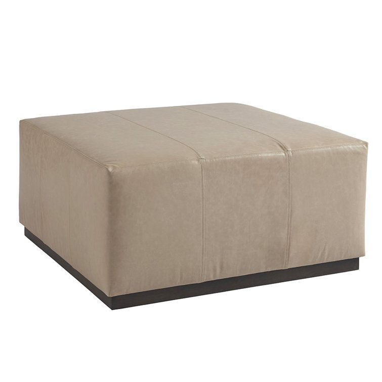 Clayton Beige Leather Upholstered Cocktail Ottoman