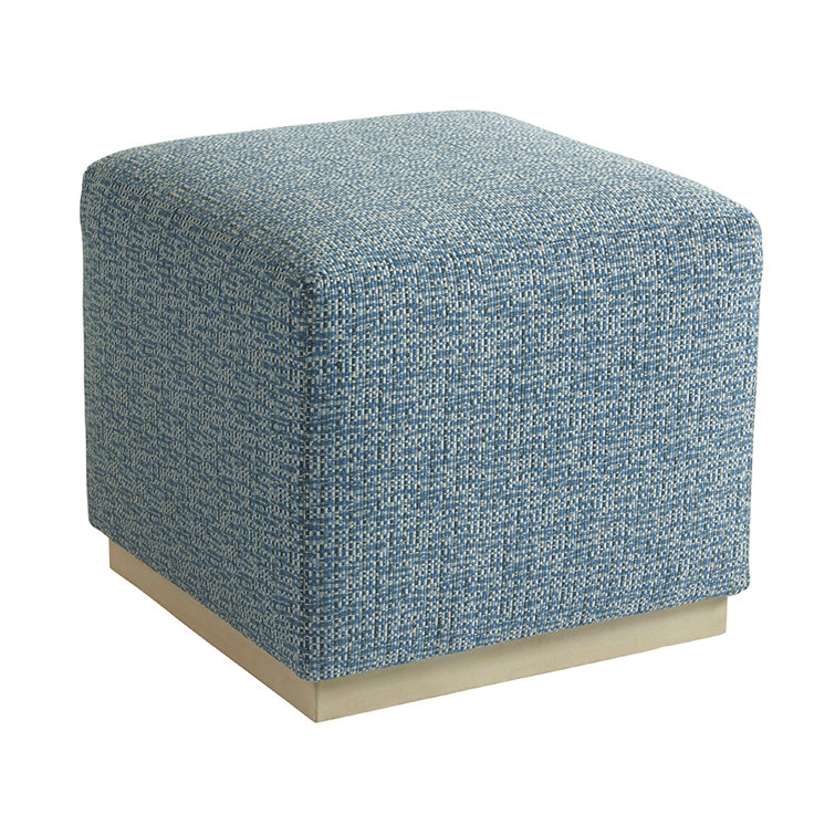 Colby Blue Upholstered Ottoman with Cameo Shores Frame