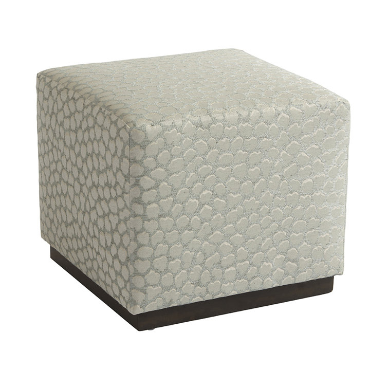 Gray Upholstered Contemporary Ottoman with Black Base