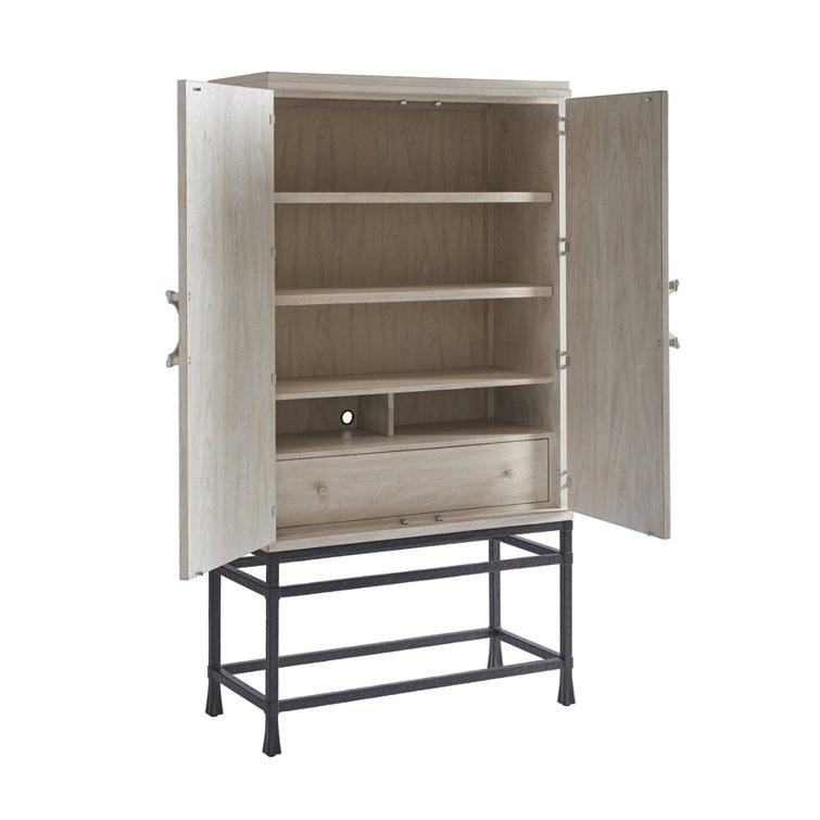 Newport Sailcloth White 42'' Transitional Bar Cabinet