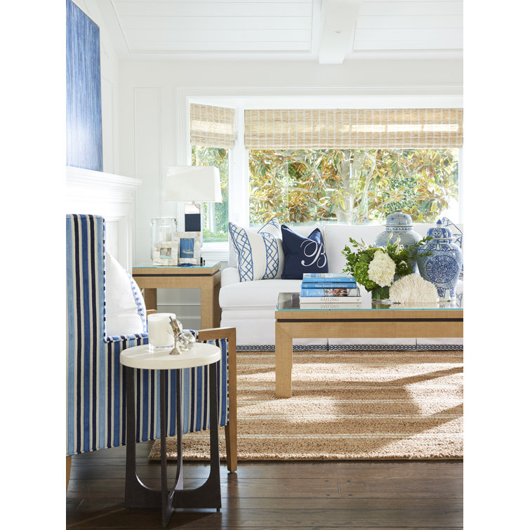 Newport Harbor 25" Square Wood and Glass Transitional Lamp Table