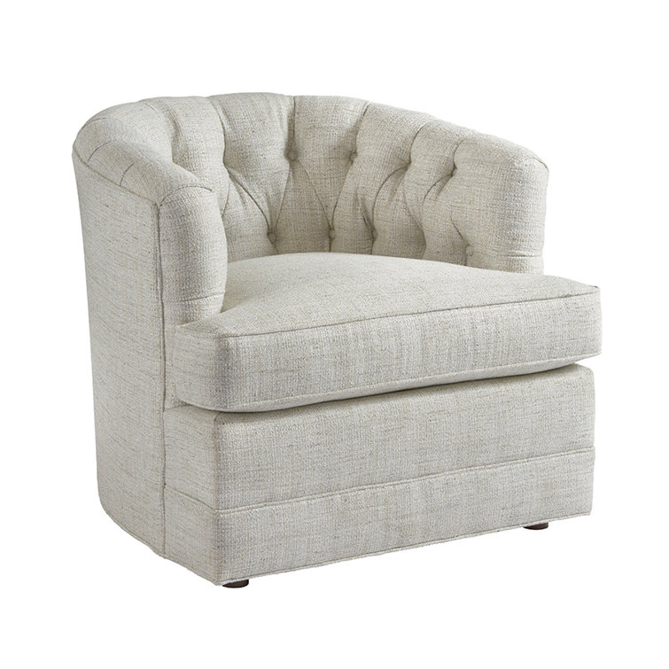 Gray Swivel Barrel Chair with Charcoal Frame