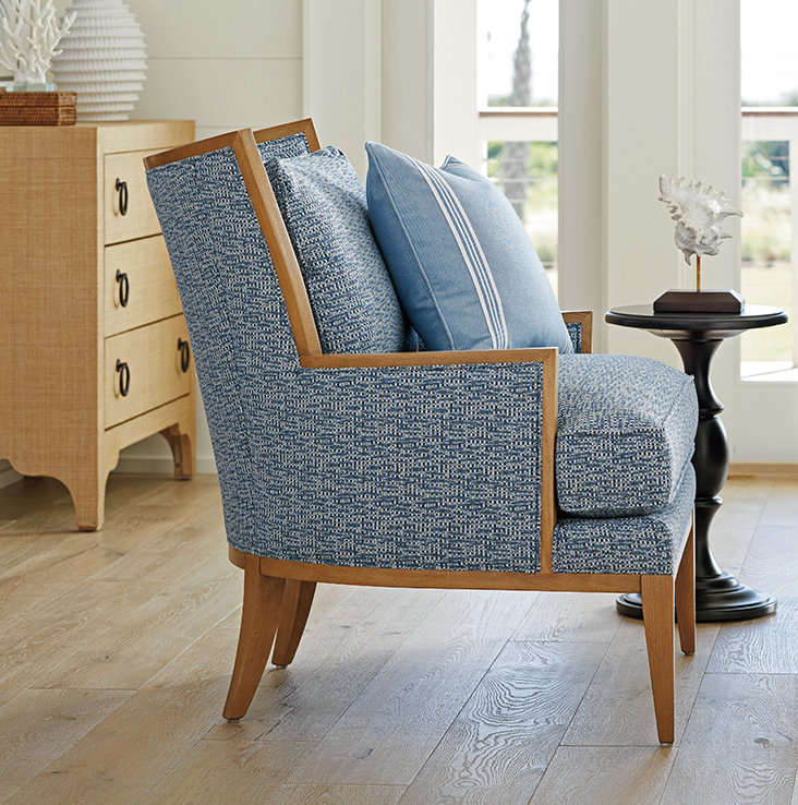 Laguna Sands Upholstered Barrel Chair with Blue Fabric