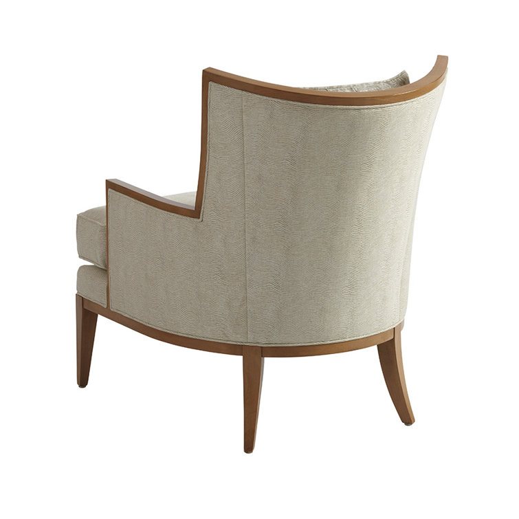 Blue Upholstered Wood Barrel Accent Chair