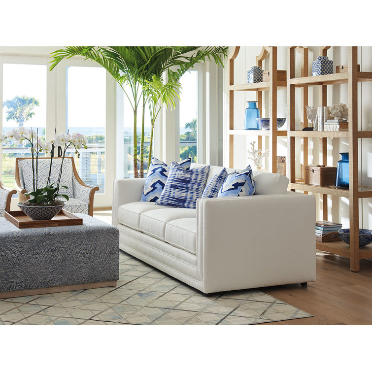 Cameo Shores Blue and Gray Contemporary Upholstered Ottoman
