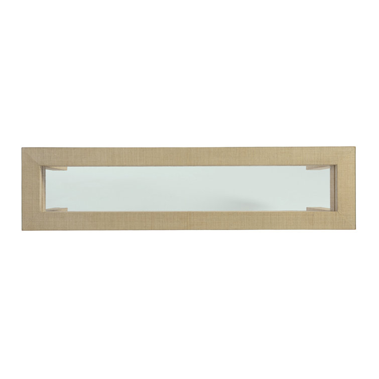Transitional Brown Wood and Glass Rectangular Console Table