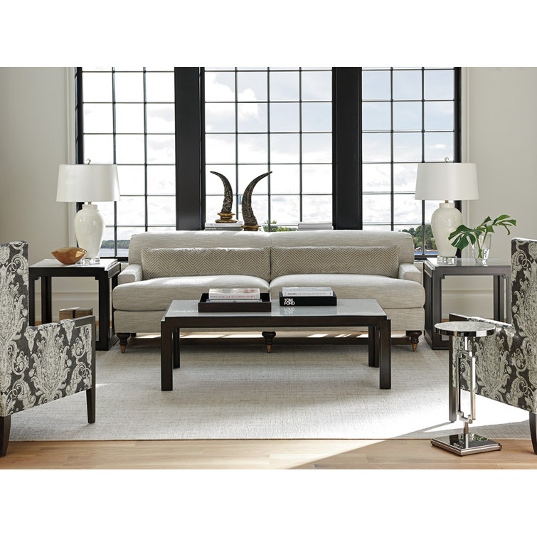 Beige Acrylic 88'' Sofa with Down Fill and Removable Cushions