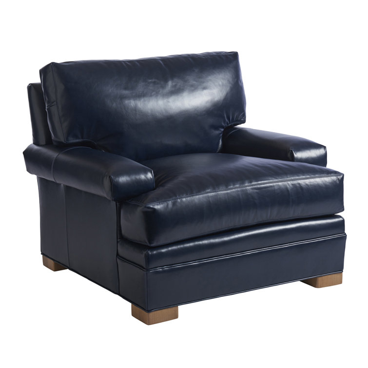 Maxwell Blue Leather Chair with Laguna Sands Frame