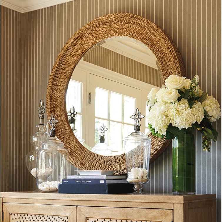 La Jolla Transitional Round Woven Abaca Rope Mirror, 42-Inch