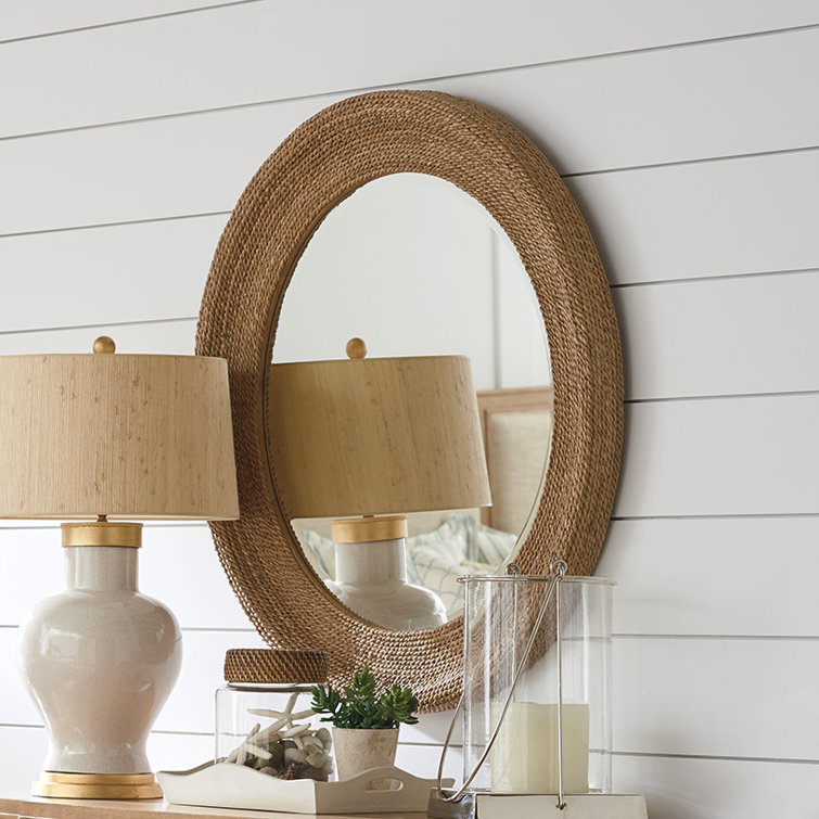 La Jolla Transitional Round Woven Abaca Rope Mirror, 42-Inch