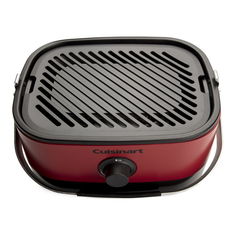 Cuisinart Red Portable Propane Gas Grill with Wooden Lid