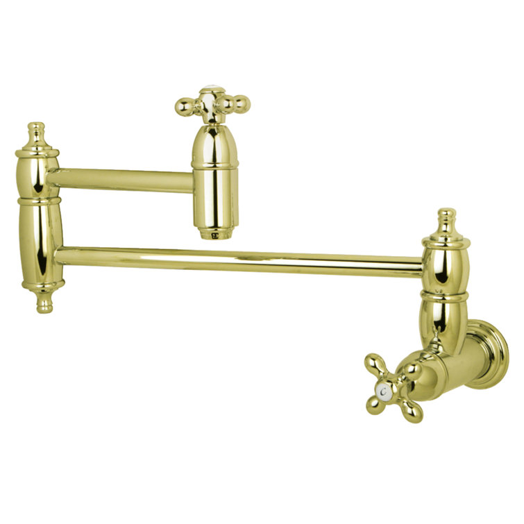 Polished Brass Traditional Wall Mount Pot Filler Faucet